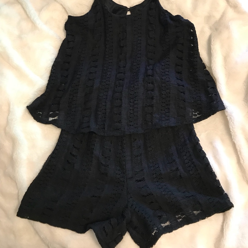 Black Mossimo Crochet Overlay Romper